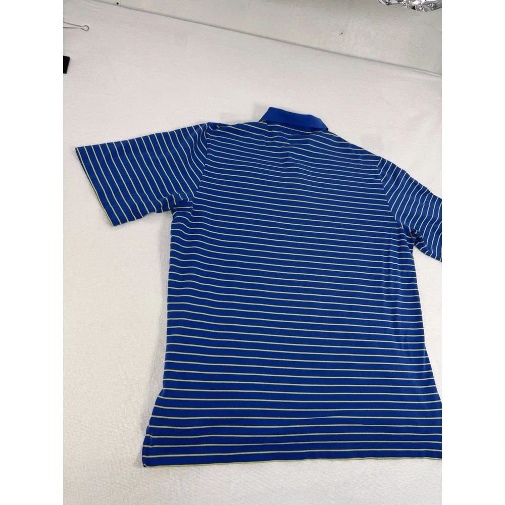 Polo Golf Ralph Lauren Mens Large Blue Yellow Striped Pima Cotton Polo Shirt